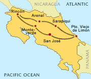 Costa Rica Landkarte - Budget Rundreise