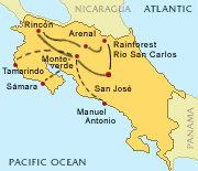 Costa Rica map - Self-drive special offer from Liberia