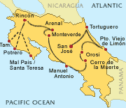 Mietwagen-Rundreise Costa Rica - Landkarte